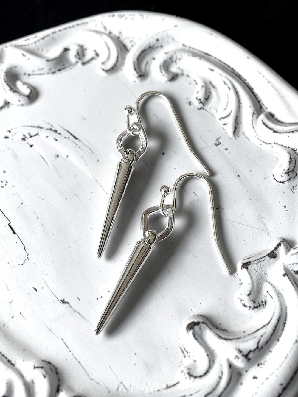 5 For $25💫Bright Silver Punk Spike Dangles